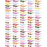 Pibupibu 40/100 Pack Colorful Rectangle Sunglasses Bulk 90s Retro Cool Party Sunglasses for Women Men Fun Glasses Set