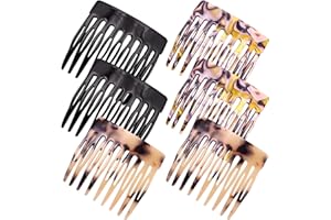 SUPTIZIZKZ 6 Pcs French Hair Side Combs Small Decorative French Twist Hair Styling Accessories, Strong Hold Hair Comb Clips for Women (Black,Tortoise Shell, Acetate)