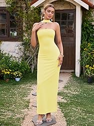 HTZMO Women Elegant Summer Bodycon Maxi Dress