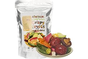 LWWTYKSPL Freeze Dried Fruit and Vegetable Crisps | 250G 8.8 Oz Dried Vegetable Slices | Dried Fruit Slices| Fruit and Vegetable Crisps | 12 Different Fruit and Vegetable Crisps | Resealable Bag Premium Freeze-Dried Fruits