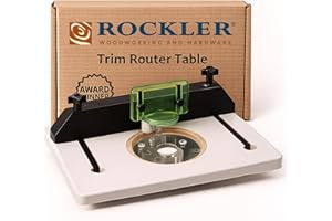 Rockler Trim Router Table – Adjustable Table Router w/Pre-Drilled Holes on Back - Router Table w/High-Visibility Bit Guard, 1/4" Thick Acrylic Base – Router Tools for Woodworking