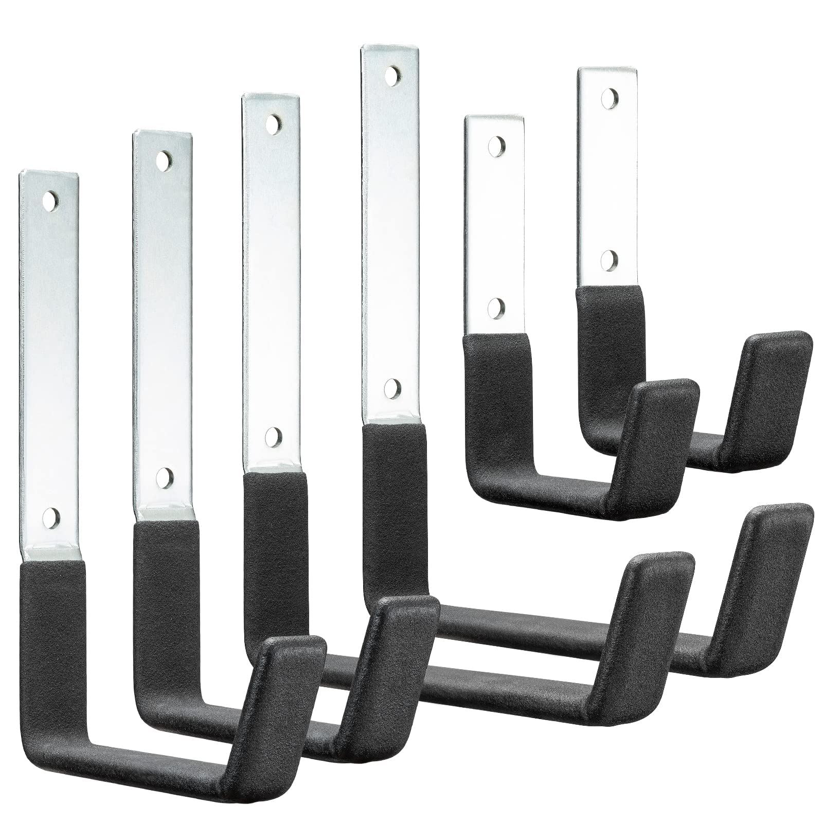 PYBTOOL Metal Utility Hooks Heavy Duty, Garage Wall Storage Hooks, Ladder Hooks, Wall Mount Steel Hooks for Garage, Garden, Tools Storage, Multi-Size(6 Pack)