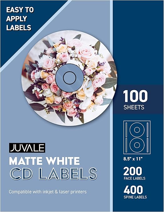 Amazon.com : Printable CD and DVD Labels, 6 Labels Per Sheet (100 Sheets, White) : Office Products