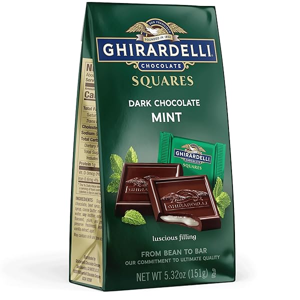 GHIRARDELLI DARK CHOCOLATE MINT SQUARES, 5.32 OZ BAG