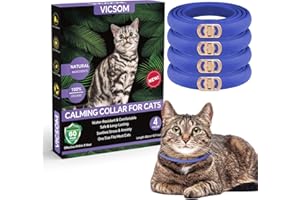 VICSOM Calming Collars for Cats, Pheromone Calm Collar for Cats, Cats Calming Collar, Natural Waterproof Adjustable Cat Calm Collars with 60 Days Anti Anxiety Relief Stress Effect 4PCS, Dark Blue