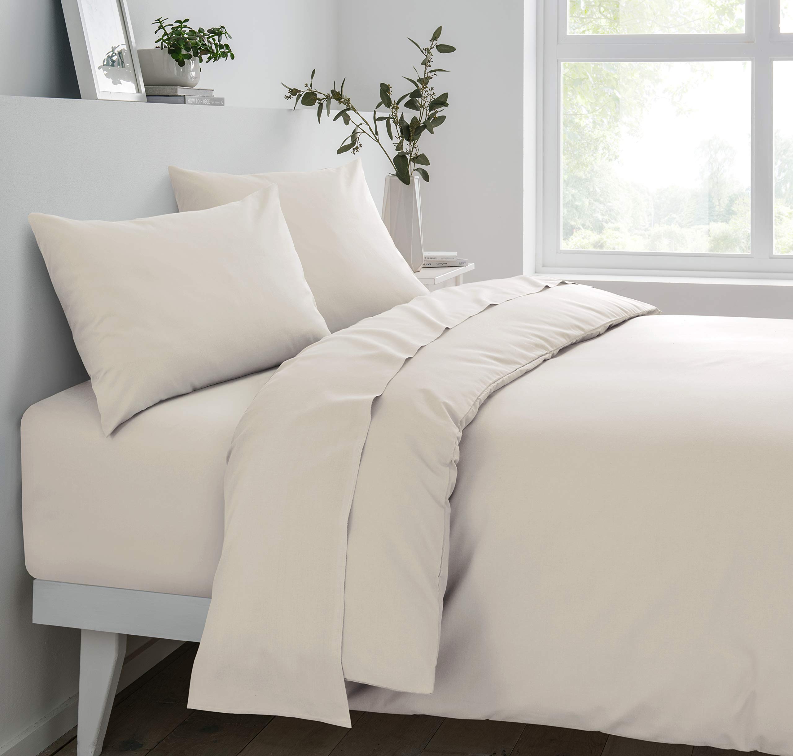 Sleepdown Polycotton Fitted Sheet Natural, Double