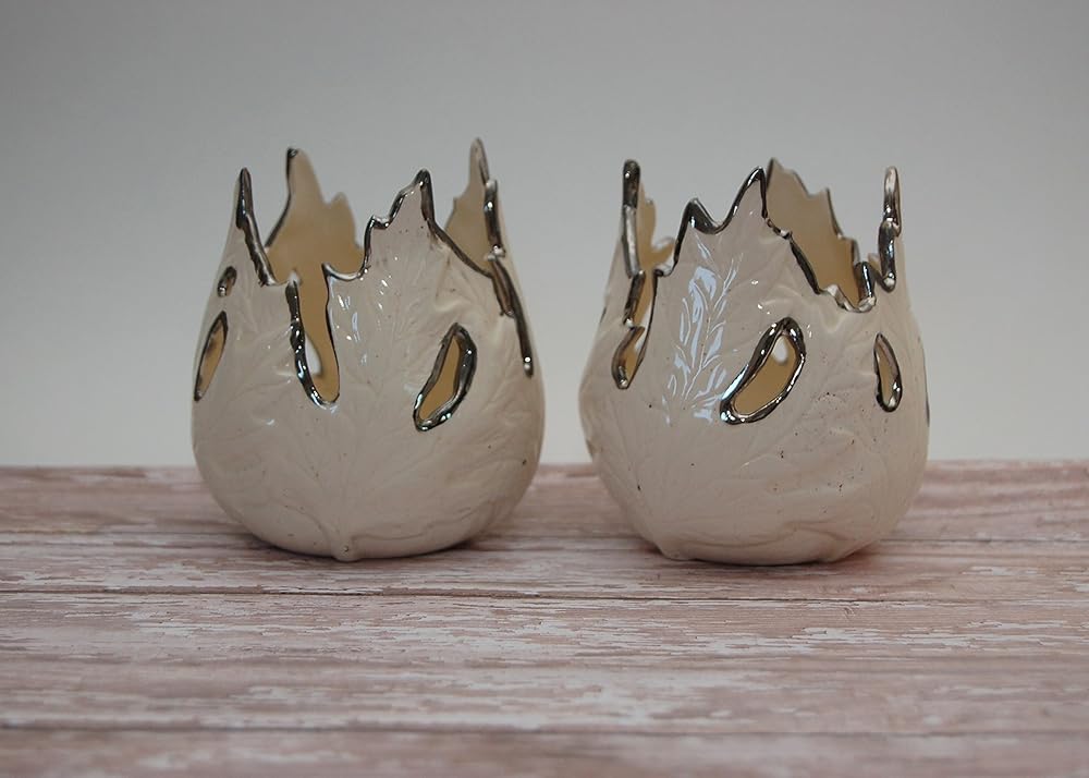 Amazon.com: Autumn Leaves Ceramic Votive Candle Holders, Set of 2 Leaf