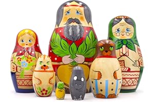 MATRYOSHKA&HANDICRAFT Matryoshkas Russian Nesting Dolls Folk Fairy Tale About Turnip Set 7 pcs