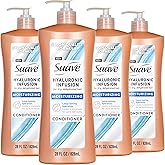 Suave Hyaluronic Infusion Moisturizing Conditioner, Long Lasting Hydration for Dry, Dehydrated Hair with Hyaluronic Acid, 28 oz Pump, 4 Pack