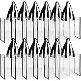 Suwimut 12 Pack Clear Tote Bags Stadium Approved, Transparent PVC Shoulder Handbag for Women, Clear See Through Plastic Tote Bags with Handles for Shopping, Work, Sports Games, School, Concert