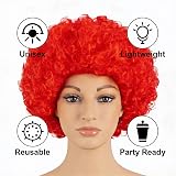 SHATCHI Afro Wig Curly Red Fancy Dress Costume Accessory Unisex view 9