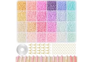 TEXGIZRLY 3mm Seed Beads for Bracelets Making Kit, Friendship Bracelet Kit for Girls, 24 Colors Bead Bracelet Kit, Beads for Jewelry Making Kit, DIY, Arts and Crafts Gifts Age 3+ (3MM-A)