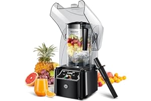 WantJoin Professional Commercial Blender With Shield Quiet Sound Enclosure 2200W Industries Strong and Quiet Professional-Grade Power, Self-Cleaning, Black