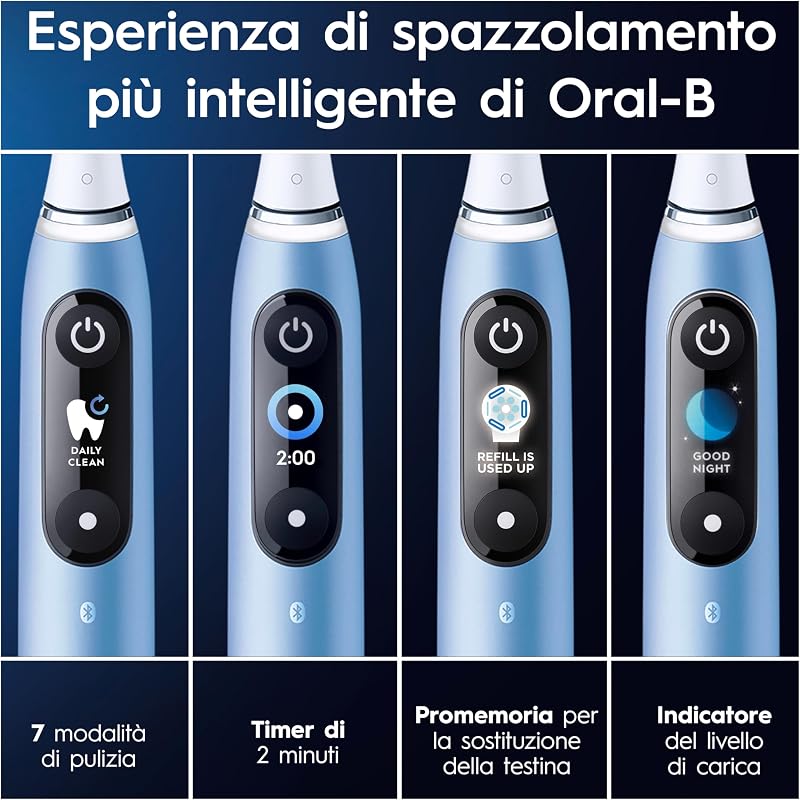 iO 9 Spazzolino Elettrico Ricaricabile, 1 Testine di Ricambio, Blu
