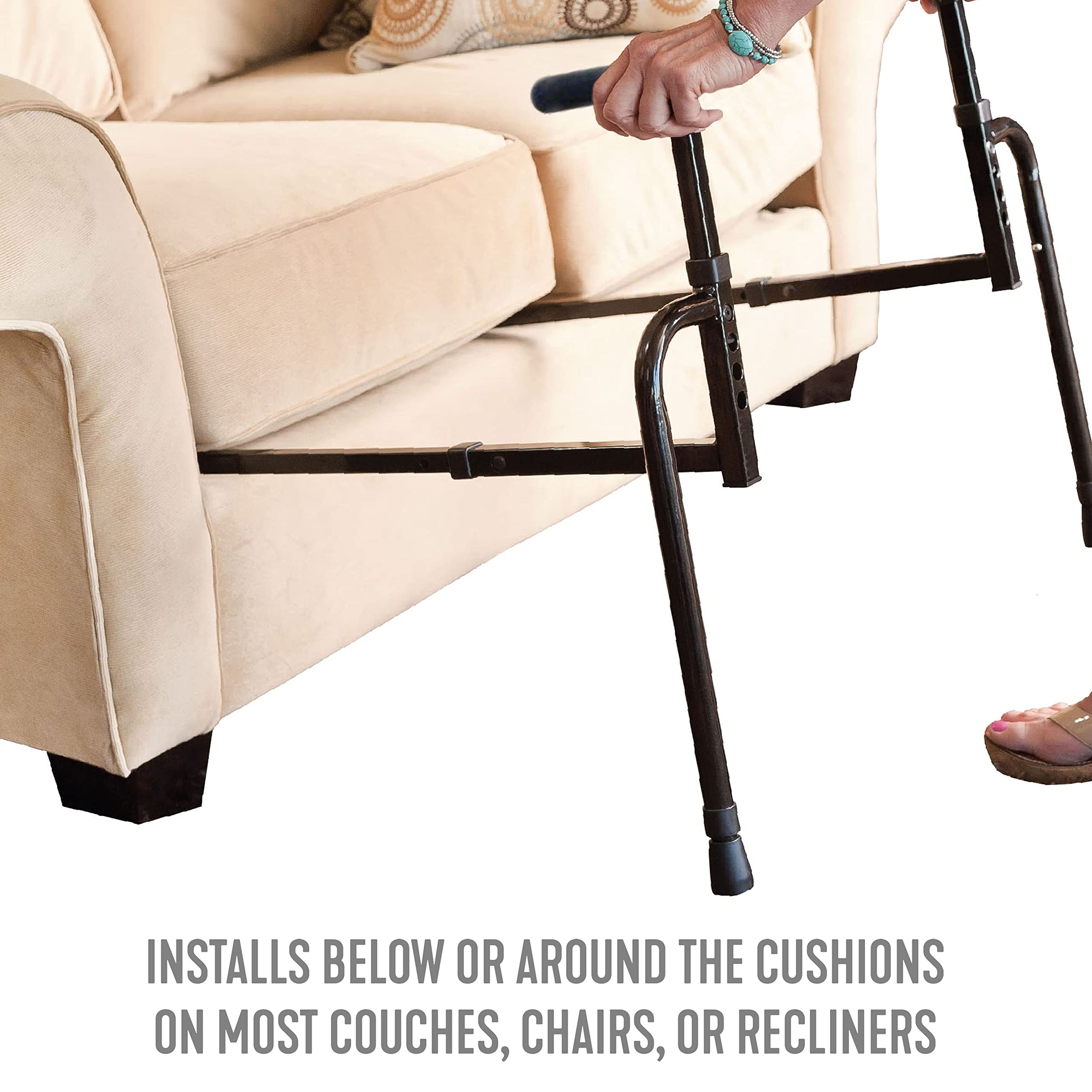 Able Life Universal Stand Assist, Chair Lift-Assist for Elderly, Grab Bar Standing Aid for Seniors, Daily Living Mobility Aid, Brown