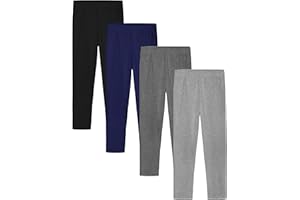 Cooraby 4 Pack Girls Cotton Leggings Ankle Length Leggings Footless Soft Warm Stretchy Tights Pants for Kids
