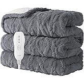 Aheadpret Heated Blanket-Electric Blanket 50"x60" Soft Heated Throw Blanket with 5 Heating Levels & 3 Hours auto-Off,Machine Washable（Grey）