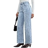 luvamia Women Jeans Wide Leg High Waisted Trendy Side Studded Embellished Distressed Stretchy Denim Pants Party Jeans