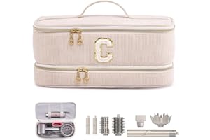 ELCUPA Initial Personalized Hair Tools Travel Bag Double-Layer Hair Dryer Case Compatible with Shark FlexStyle/SmoothStyle, Dysson Airwrap & Supersonic – Hair Tool Organizer for Travel & Home