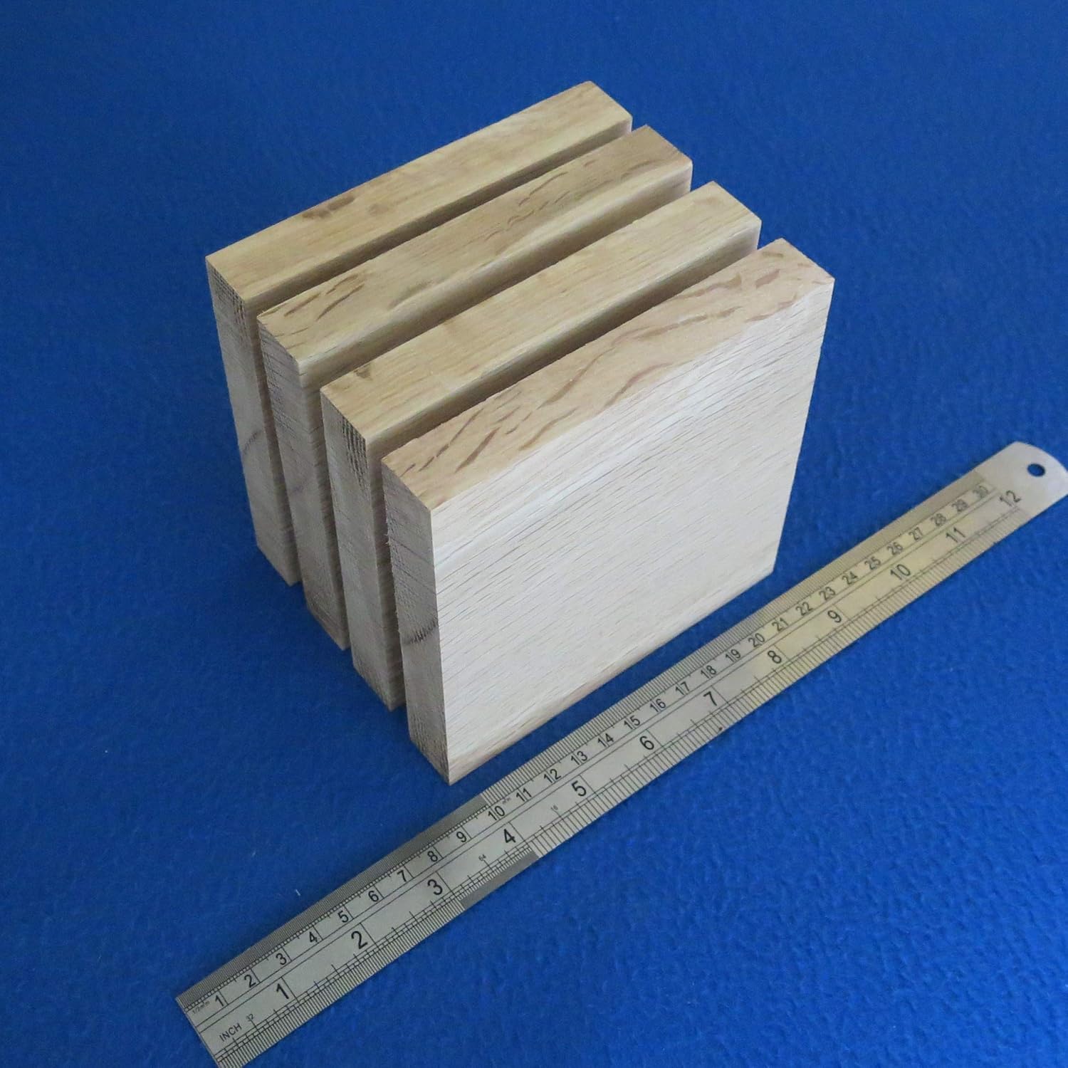 LOT x 4 Square 5.0"/ 130 mm Wooden Blocks Bundle Set Oak Wood Natural