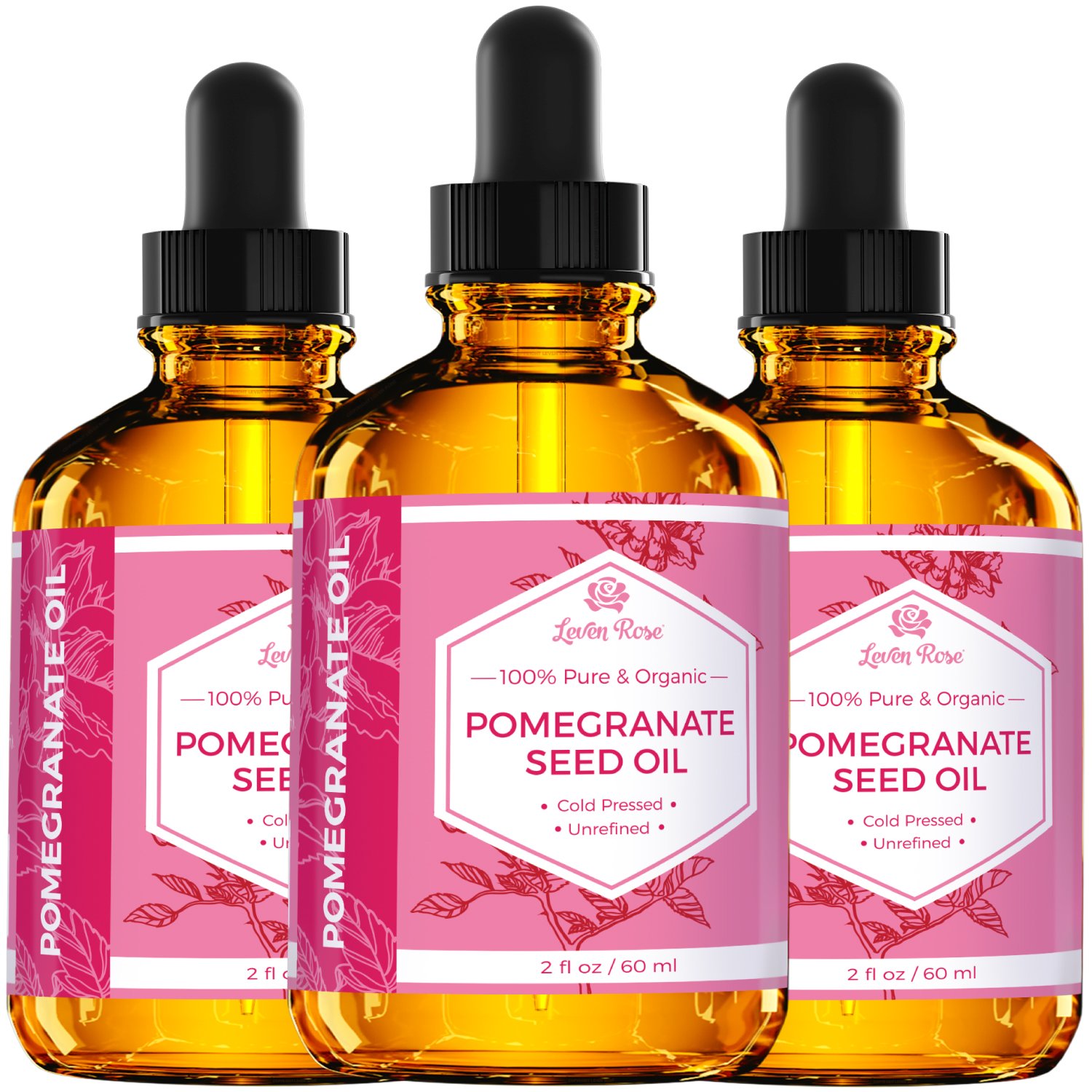 Pomegranate Seed Oil by Leven Rose, 100% Pure Unrefined Cold Pressed Antioxidant Moisturizer for Hair Skin and Nails 2 oz: Beauty