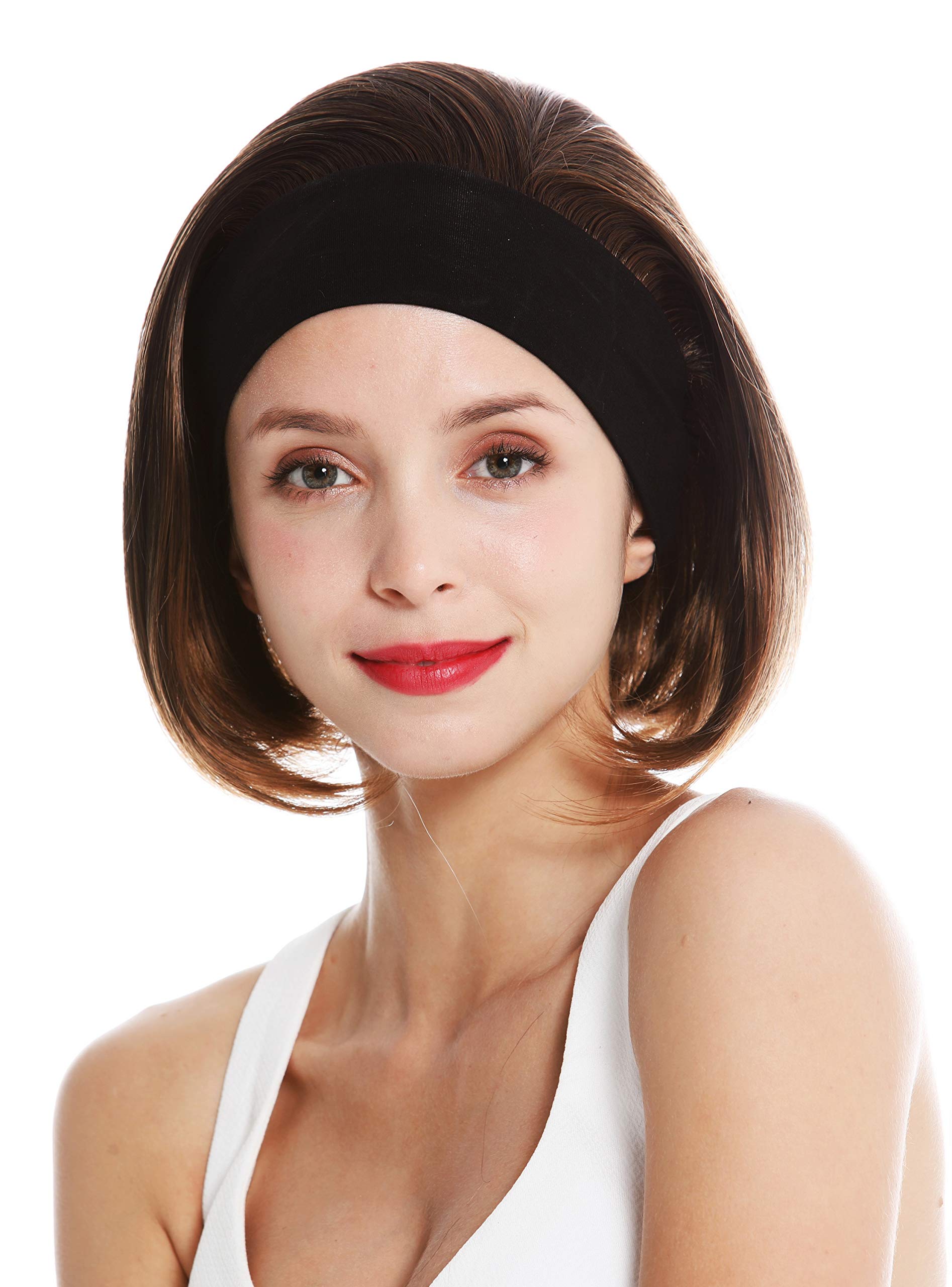 WIG ME UP - GFW948-H-2T30 women's party wig headband short sleek 80's retro look chestnut brown mix