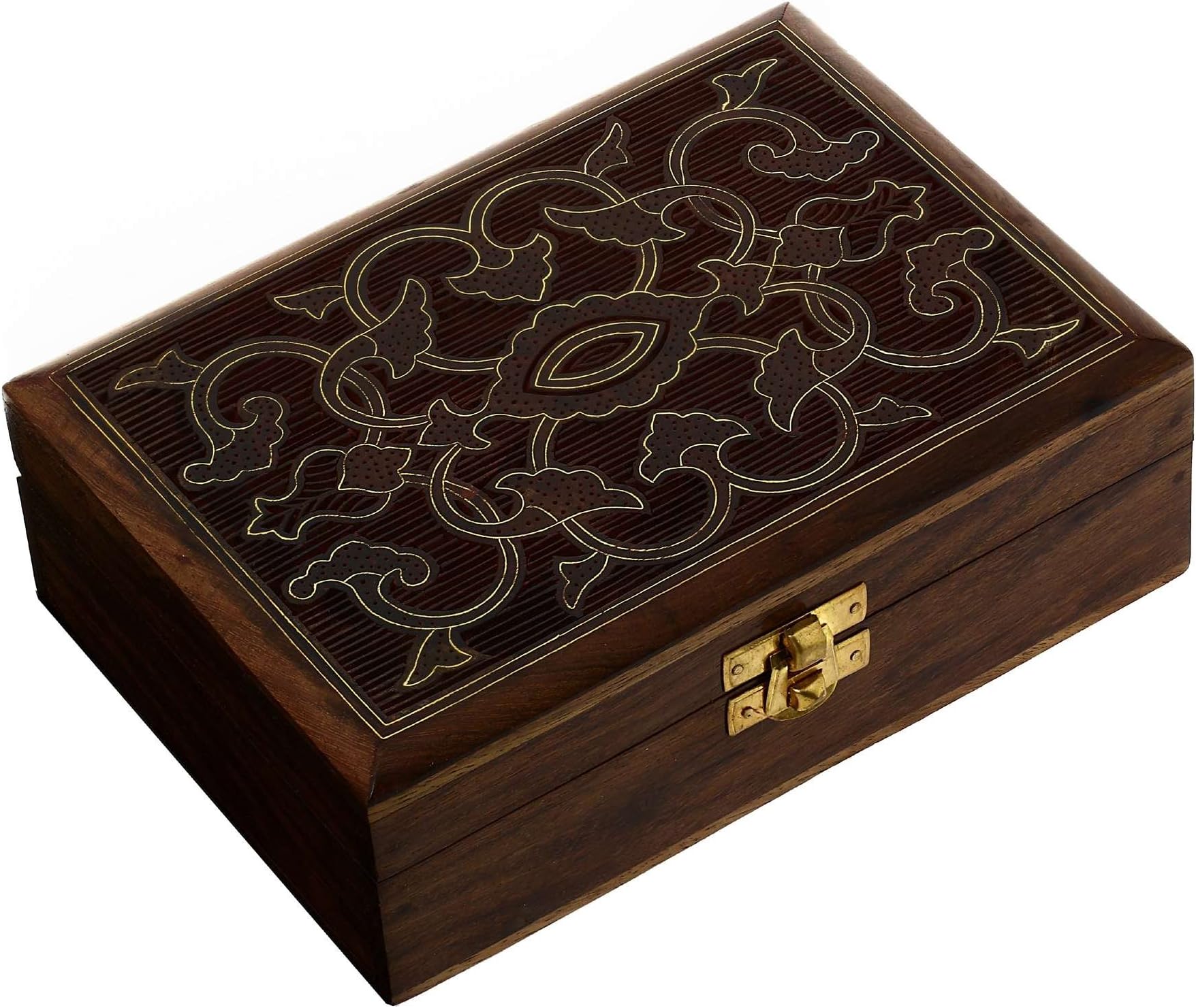 Toyinngg Wooden Jewellery Storage Box for Women 7 x 5 x 2.3 inches Handcrafted Gifts