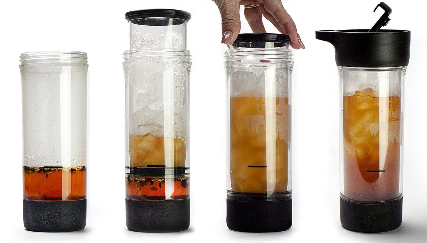 Black Primula Press & Go Iced Tea Brew Tumbler 16 oz Glassware