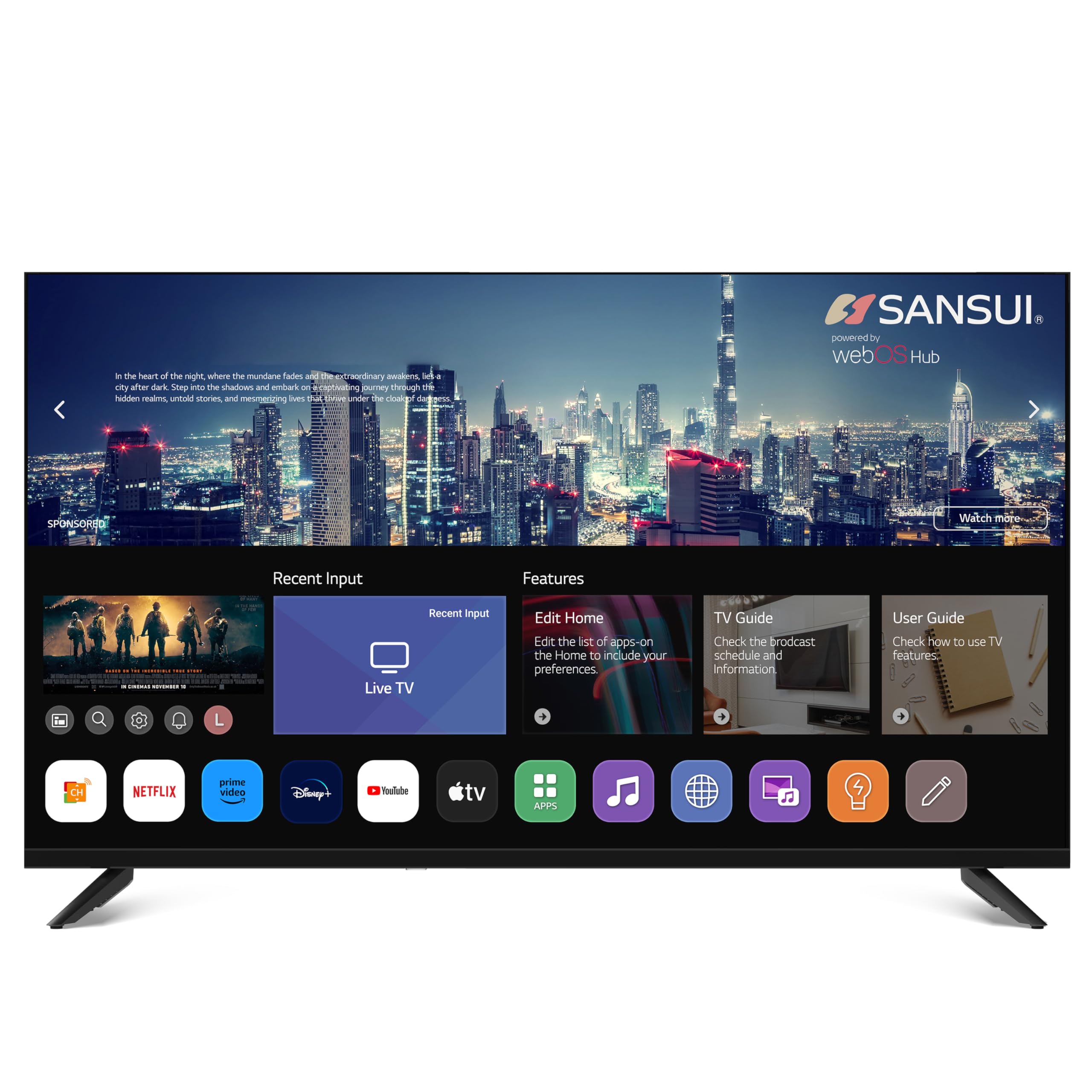 SANSUI 32 Inch TV WebOS 5.0 32” LED TV 720P, Smart TV with Music Card App & Game Optimizer Built-in