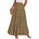 PRETTYGARDEN Boho Maxi Skirts for Women Trendy Summer 2026 Spring Long Flowy A Line Tiered Skirt Beach Vacation Clothes Dress