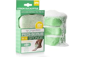 Spongeables Pedi Scrub Foot Buffer 20+, Citron Eucalyptus Aromatherapy, 2-Ounce (Pack of 3)