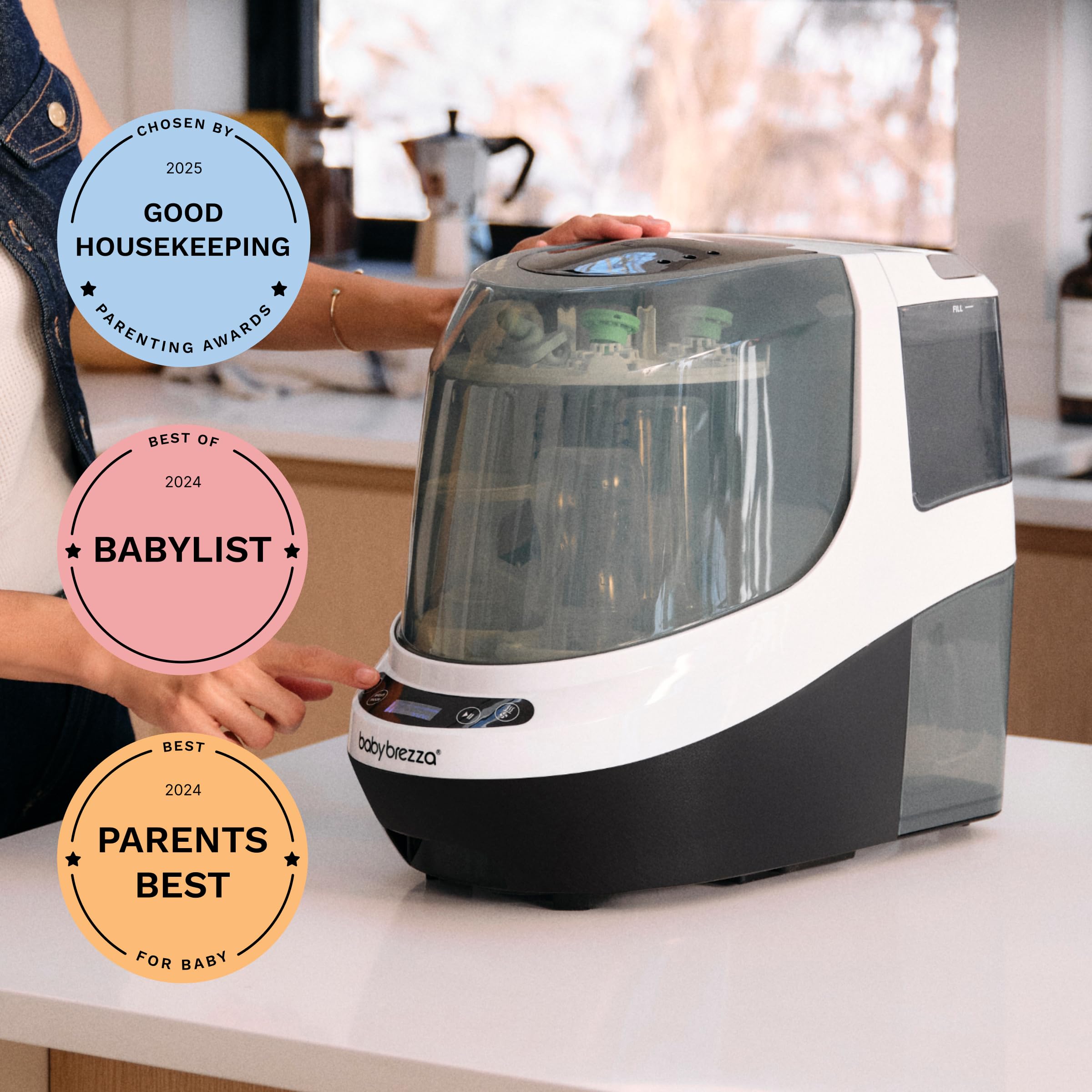 Baby Brezza Bottle Washer Pro - Baby Bottle Washer, Sterilizer + Dryer - All in One Machine Cleans Baby Essentials like Bottles + Pump Parts – Appliance to Replace Bottle Brushes and Drying Racks