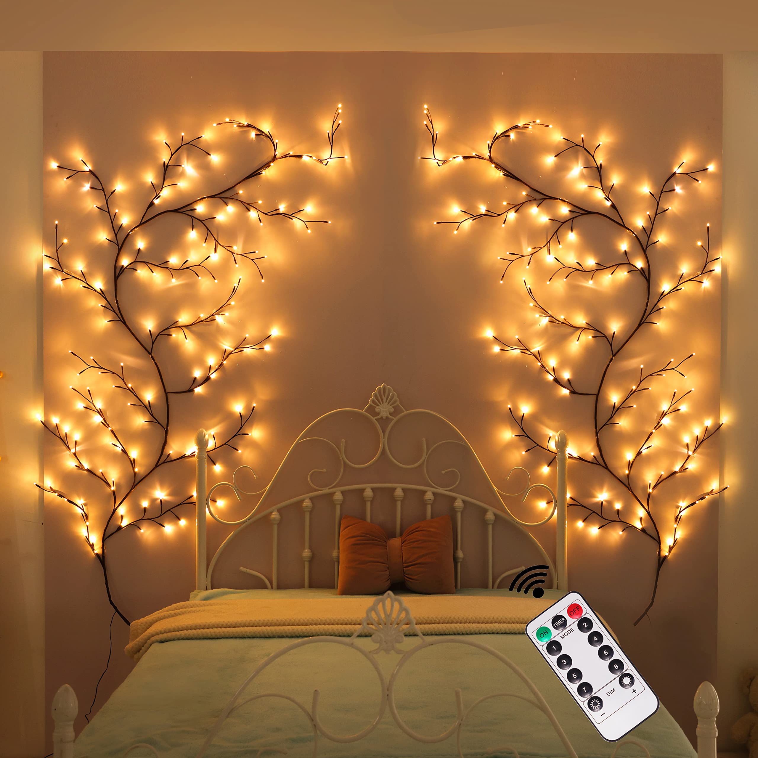 Photo 1 of Enchanted Willow 9.5FT, 160 LED Vines for Room Decor with Remote, Wall Home Decorations with 20 Clips & Tapes, Plug in, 1 PC