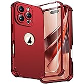 ORETECH for iPhone 16 Pro Max Case, with 2 x Screen Protectors (15FT Drop Protection)(Full Camera Protection) Full Body Shockproof Bumper Anti Scratch Slim Phone Case for iPhone 16 Pro Max -Red