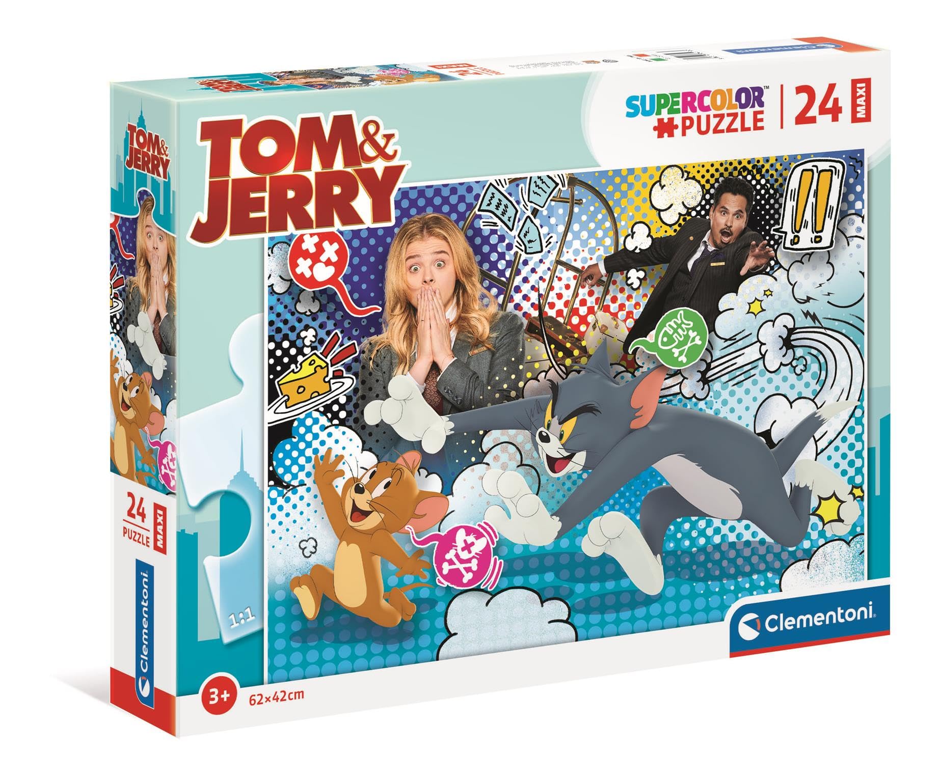 Clementoni 24212, Tom and Jerry Maxi Puzzle for Children- 24 Pieces, Ages 3 Years Plus, Multi Coloured