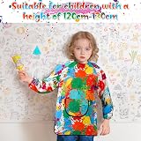 GSrenyu Kids Art Apron Waterproof Long Sleeve with Pocket Green 2 Pcs view 6