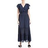 Max Studio Women's Crepe Flutter Sleeve Smocked Maxi Dress