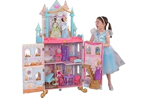 KidKraft Disney Princess Dance & Dream Wooden Dollhouse, Over 4-Feet Tall, Includes Sounds, Spinning Dance Floor and 20 Play Pieces, Gift for Ages 3