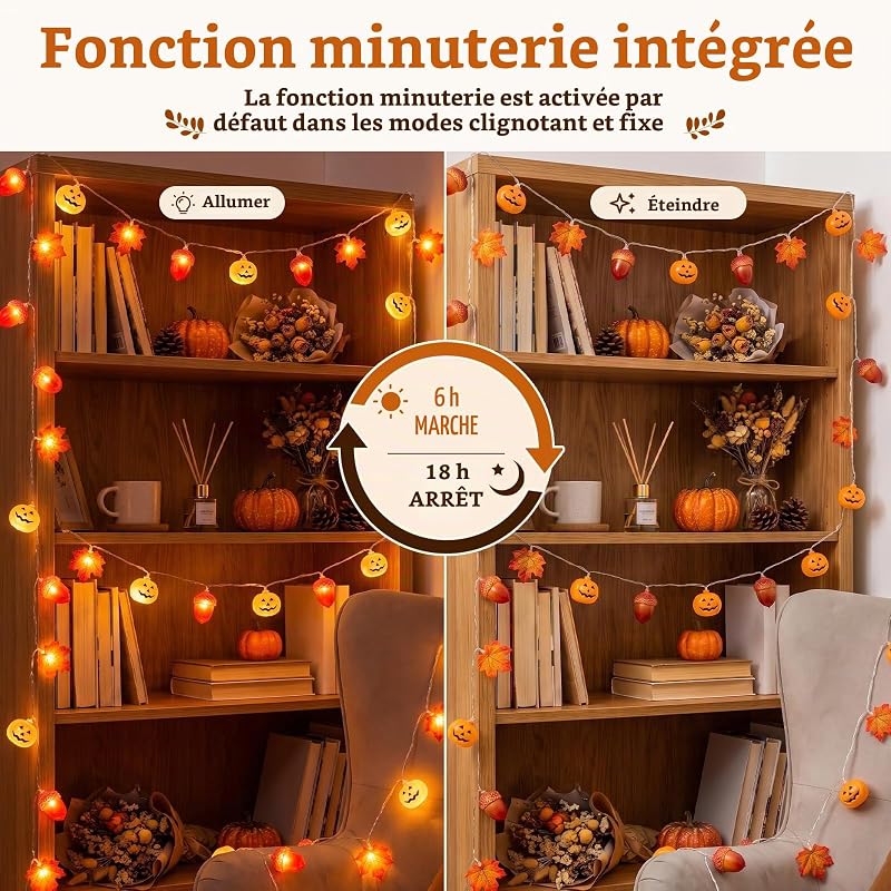 Guirlande Lumineuse Automne, 3m 20LED, Minuterie, Piles — photo 4 sur 8