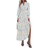 PRETTYGARDEN Women's Floral Maxi Dress 2026 Fall Long Sleeve V Neck A Line Long Flowy Spring Party Boho Dresses