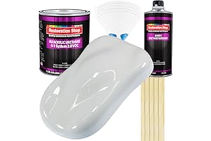 Restoration Shop - Championship White Acrylic Urethane Auto Paint - Complete Gallon Paint Kit - Professional Single Stage High Gloss Automotive, Car, Truck Coating, 4:1 Mix Ratio, 2.8 VOC