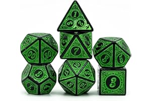 Poludie DND Dice Set -D&D Polyhedral Dice (7 Pcs) with Black Dice Bag for Dungeons and Dragons Role Playing Dice Games RPGs (Dice-Green with Black Edge)