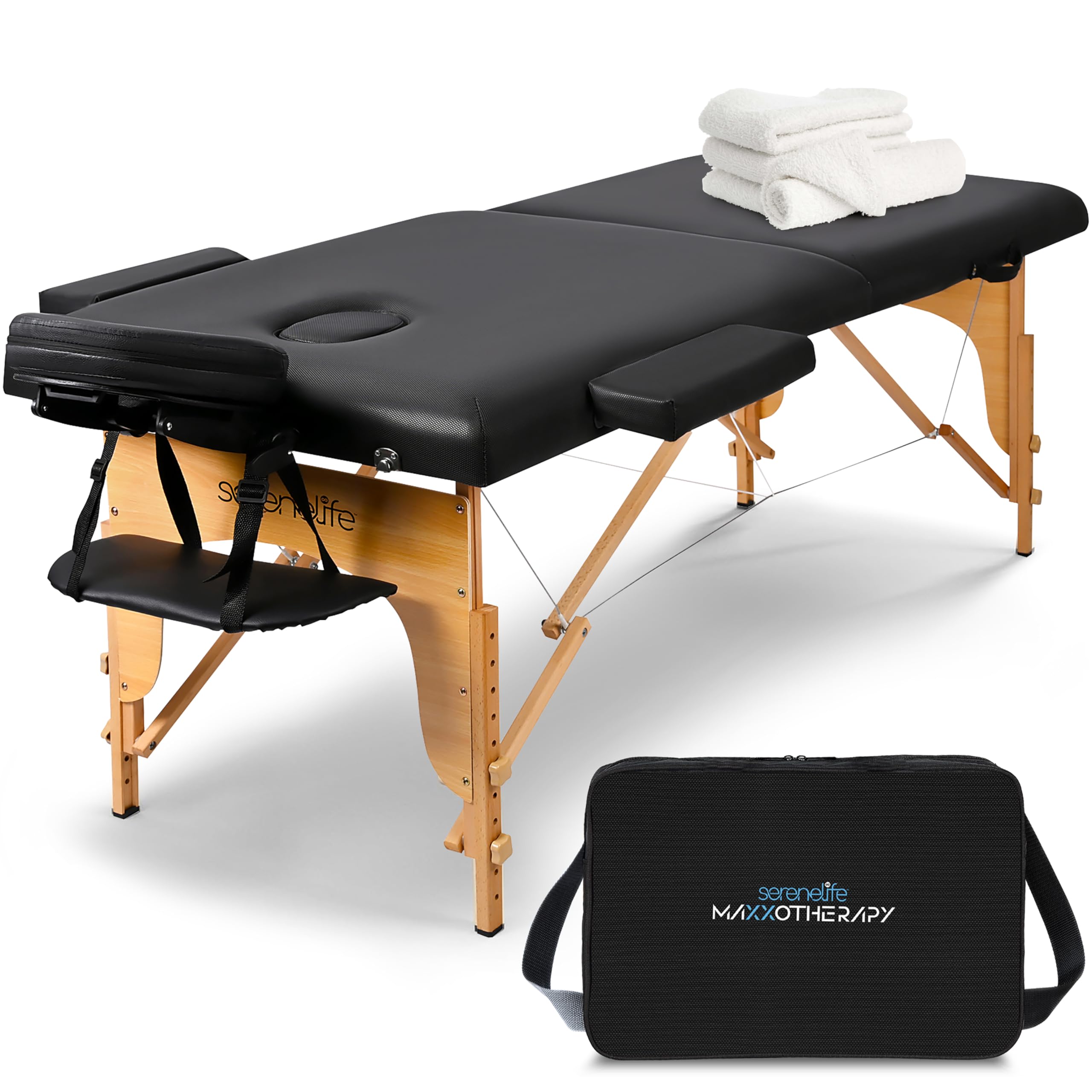 Photo 1 of (ACCESSORIES ONLY) (MISSING TABLE) SereneLife Portable Massage Table, Professional Adjustable Folding 3 Sections Massage Bed with Carrying Bag, Lash Bed Ideal for Beauty Salon, Physical Therapy, Tattoo Parlor, Spa & Facial Treatment