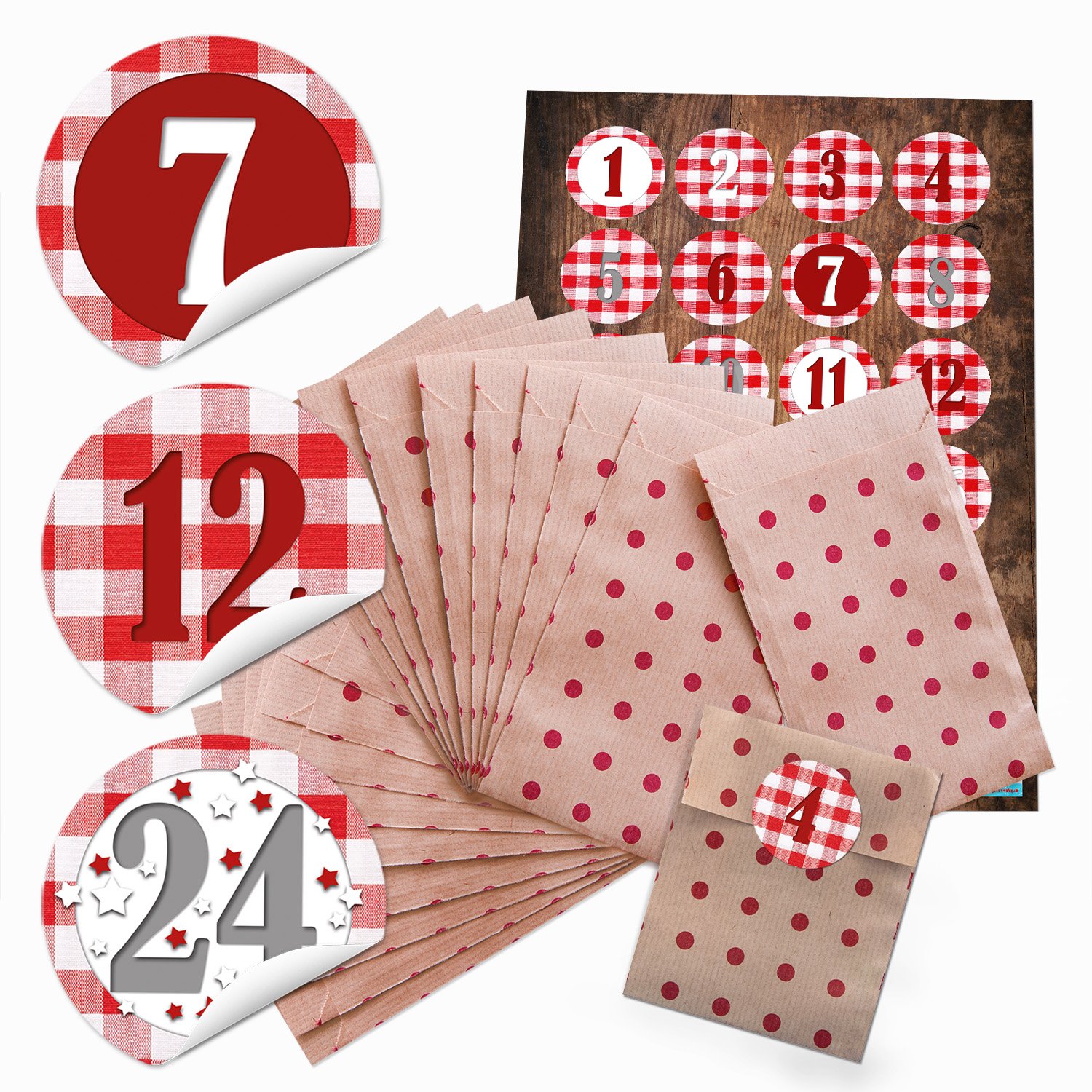 96 Marron petits sacs cadeaux noël (9,5 x 14 cm) Pois rouges et 96 autocollants 4 cm ronde rouge blanc à carreaux chiffres de 1 à 24 pour calendrier de l'avent Tolle soi-même bricolage ; Qualité 1 A. 96 Marron petits sacs cadeaux noël (9,5 x 14 cm) Pois rouges et 96 autocollants 4 cm ronde rouge blanc à carreaux chiffres de 1 à 24 pour calendrier de l'avent Tolle soi-même bricolage ; Qualité 1 A.