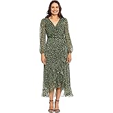 London Times Womens Chiffon Faux Wrap Ruffle Hem Maxi Dress Versatile Polished Feminine