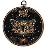 KSDUT Butterfly Wall Decor Art - Vintage Dark Moody Insect Wall Art Canvas Frame Hanging Prints, Boho Black Round Wall Art Decor for Home Bedroom Decorations 10