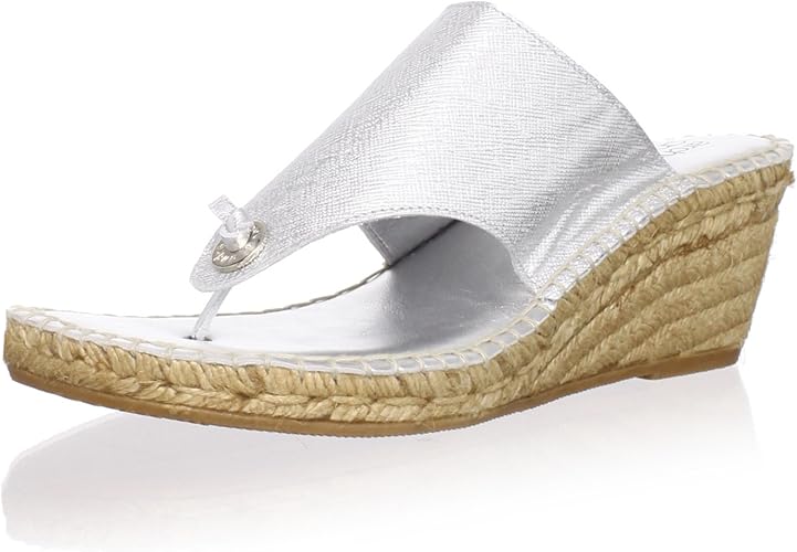 Amazon.com | AndrÃ© Assous Women's Annette2 M Espadrille Sandal, Silver Leather, 42 M EU | Sandals