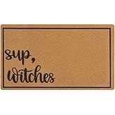 CXQRR Sup Witches Door Mat Fall Winter Front Door Doormat Outdoor Entrance Matt Witchy Rug for Halloween Decor 17X30Inch