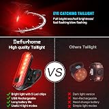 Defurhome LED Rear Bike Tail Light 2 Pack USB Rechargeable Waterproof 4 Modes view 2