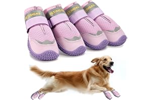 Petanims Dog Shoes for Large Dogs, Medium Dog Boots & Paw Protectors for Winter Snow, Breathable Dog Booties for Hot Pavement, Hardwood Floors Purple Size 5